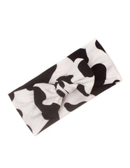BBTDIN Cow Stria headband bow with soft fabric for delicate baby skin.