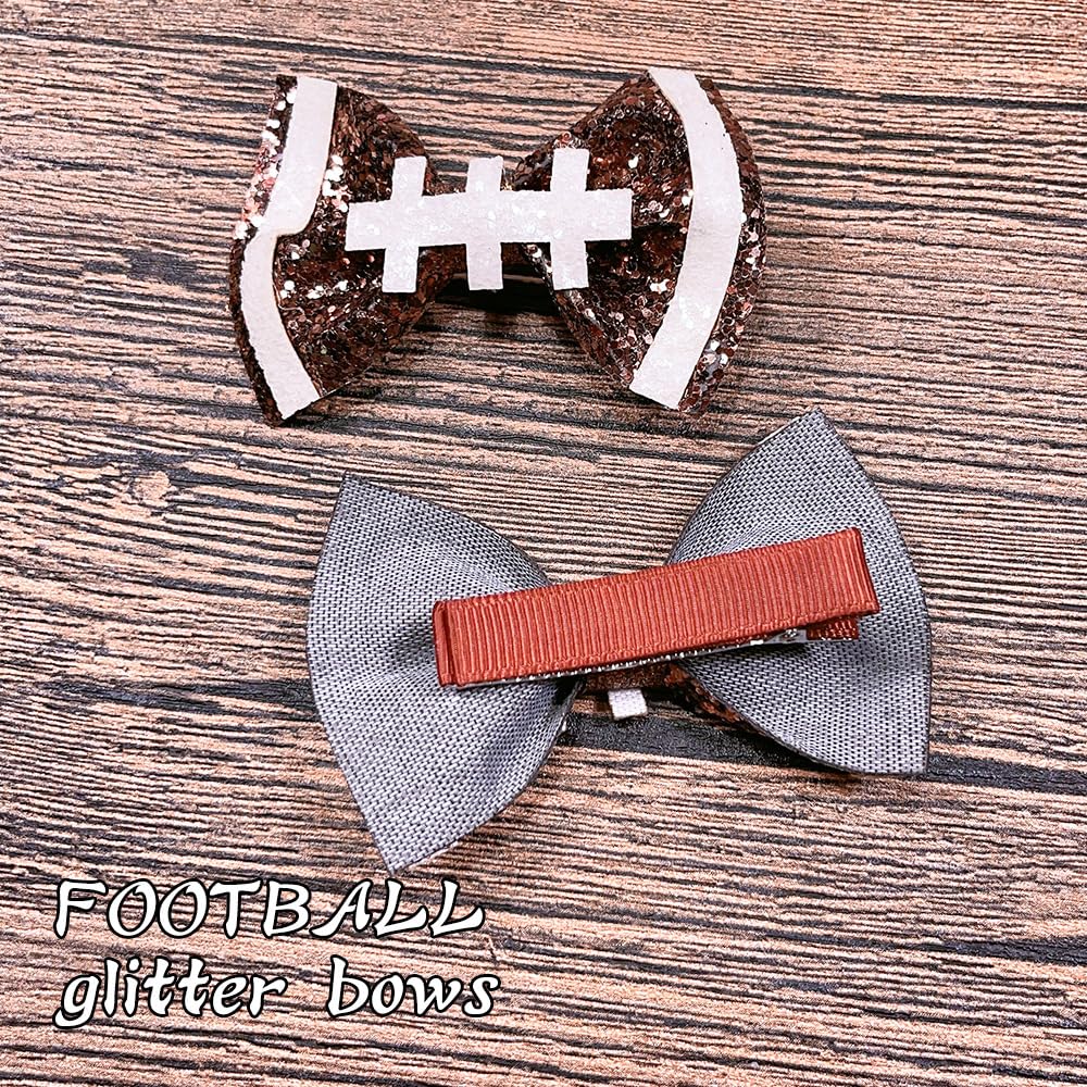 BBTDIN football hair bow clip blue, alligator clip for secure wear