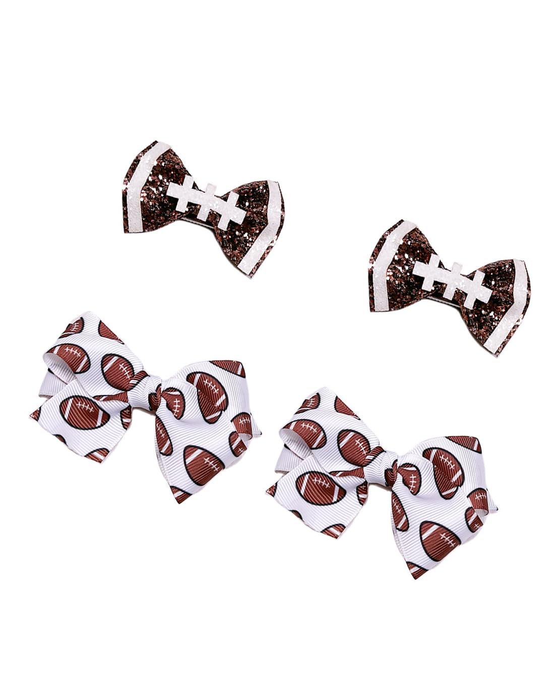 BBTDIN football hair bow clip blue front view, ideal for sporty daily wear