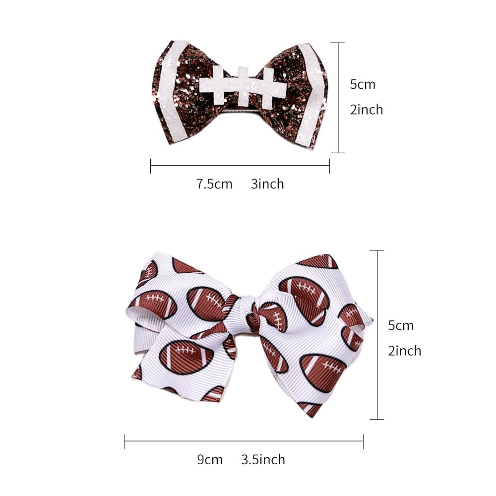 BBTDIN football hair bow clip blue, size 3-5x2 inch fits older kids