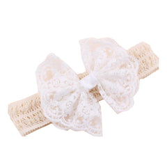 BBTDIN toddler lace headband for special occasions, comfortable fit with white lace.