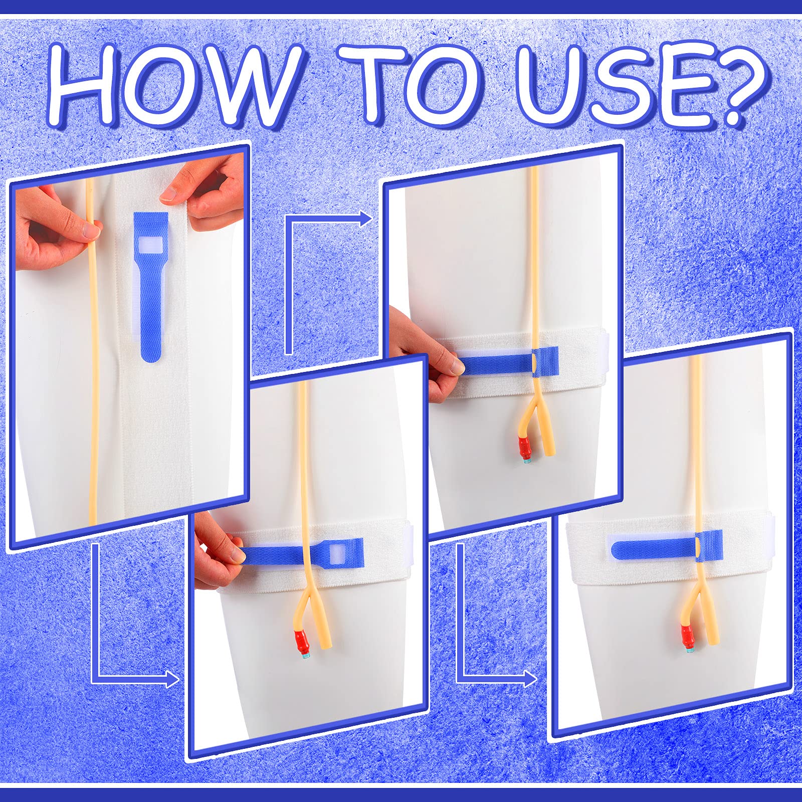 BBTO anti-slip catheter strap blue prevents slipping and irritation.