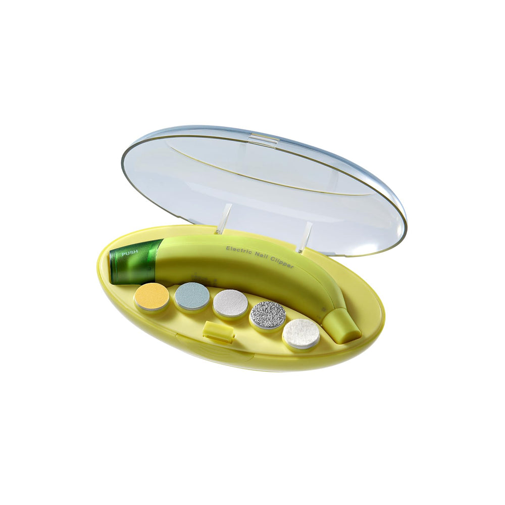 bc babycare nail trimmer with green banana design, front view for gentle trimming