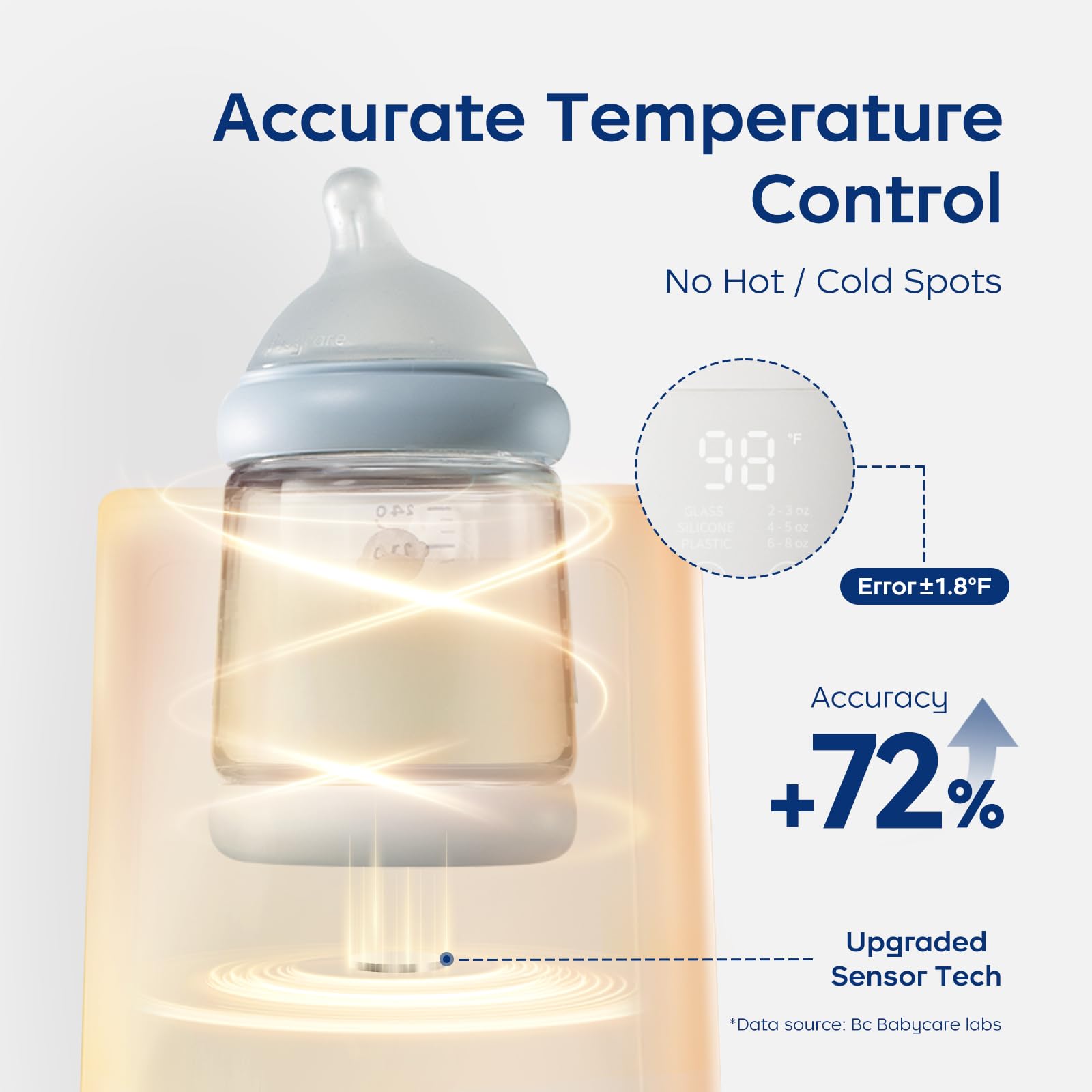 Bc Babycare Bottle Warmer uses steam to heat milk and baby food
