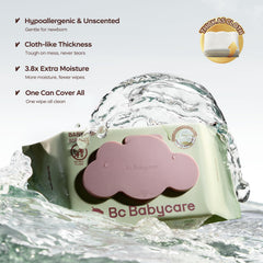 Bc Babycare Cloud Moist Wipes with XL sheets for broad, efficient cleaning.