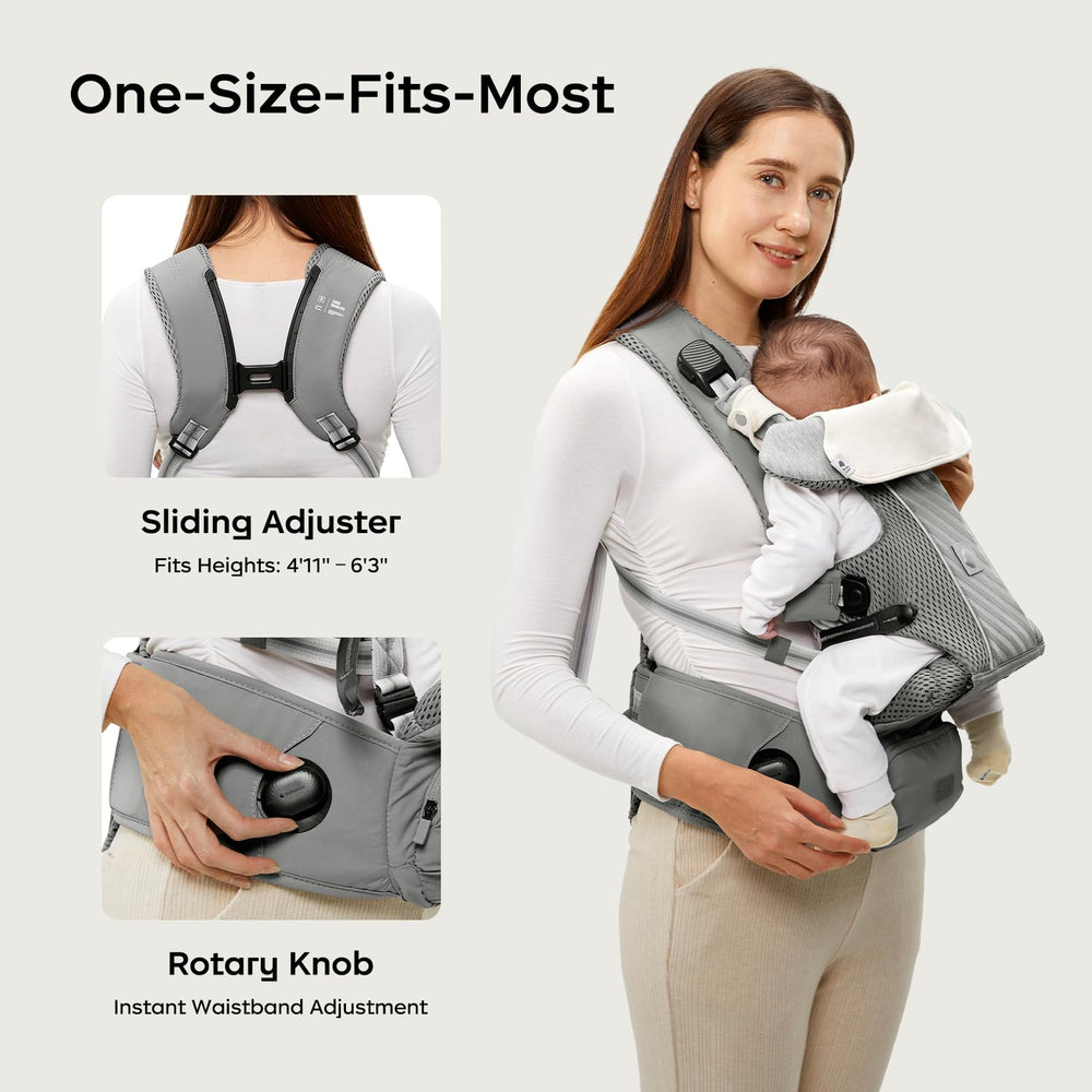 bc babycare Hexa adjustable-fit ensures personalized comfort with waist knob and straps