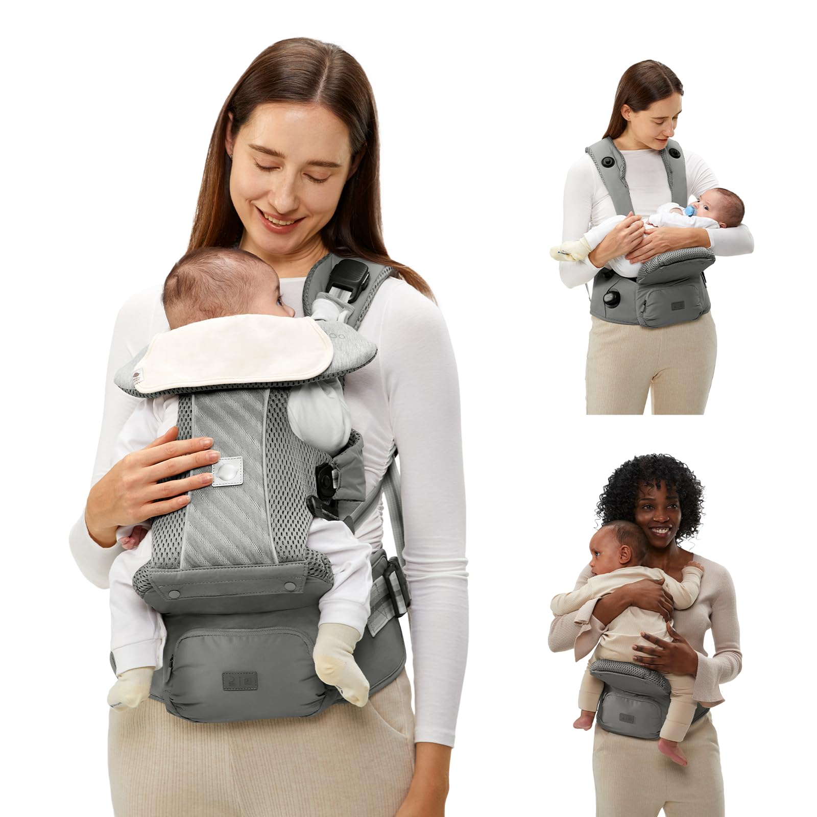 bc babycare Hexa front-wearing shows ergonomic support for secure contact with baby