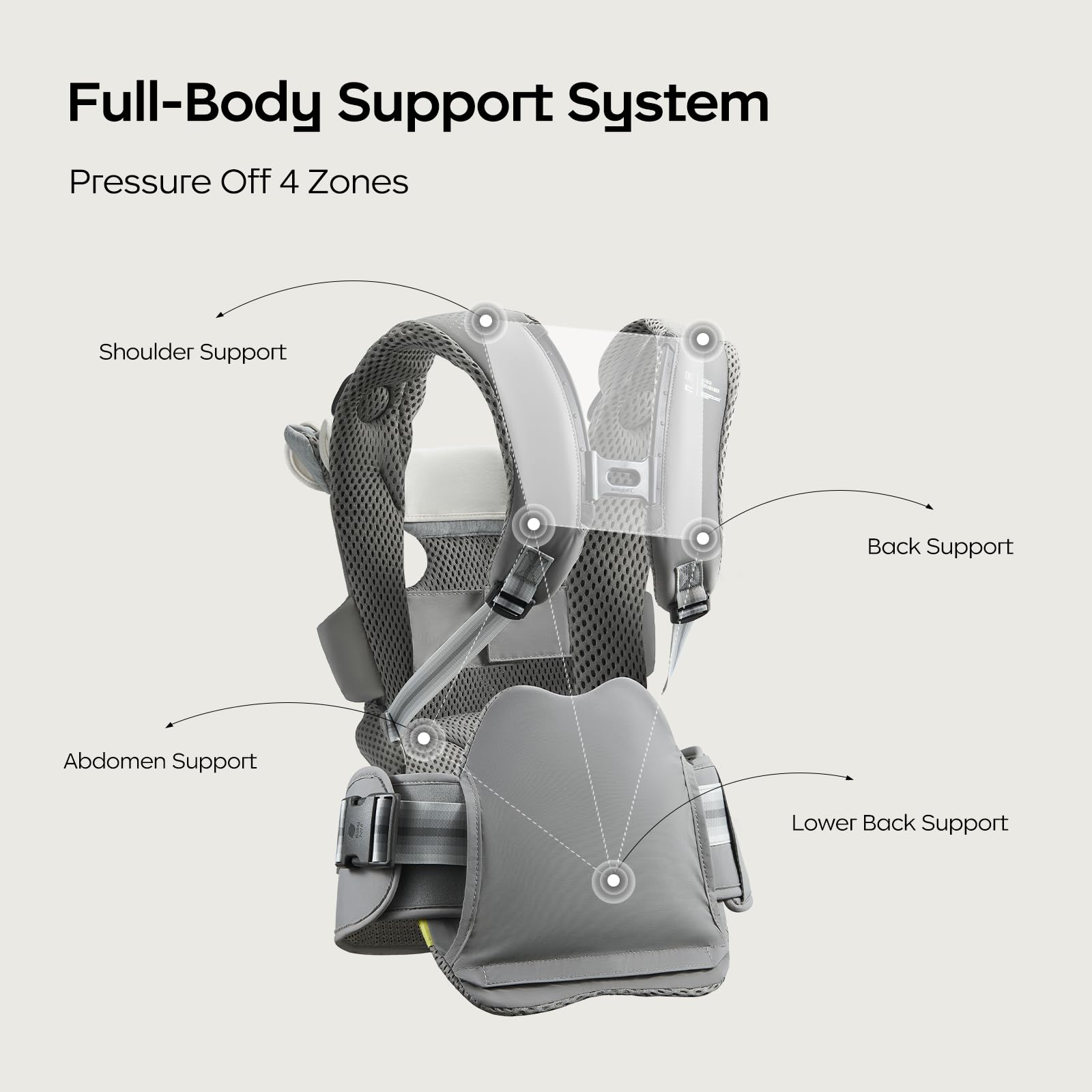 bc babycare Hexa hip-seat-in-use demonstrates versatile comfort for parent and child