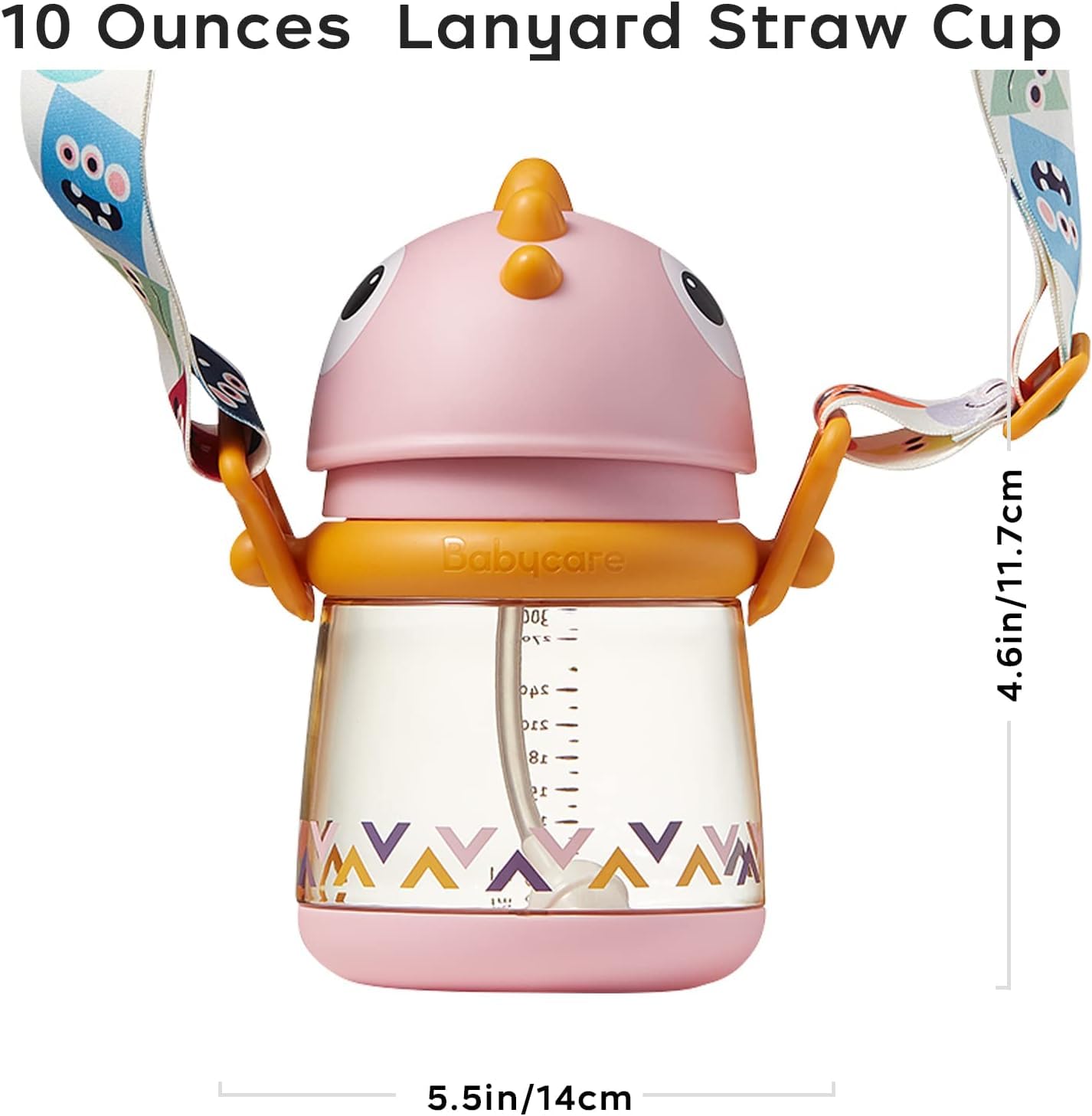 bc babycare straw sippy cup pink PPSU body close-up shows durable material