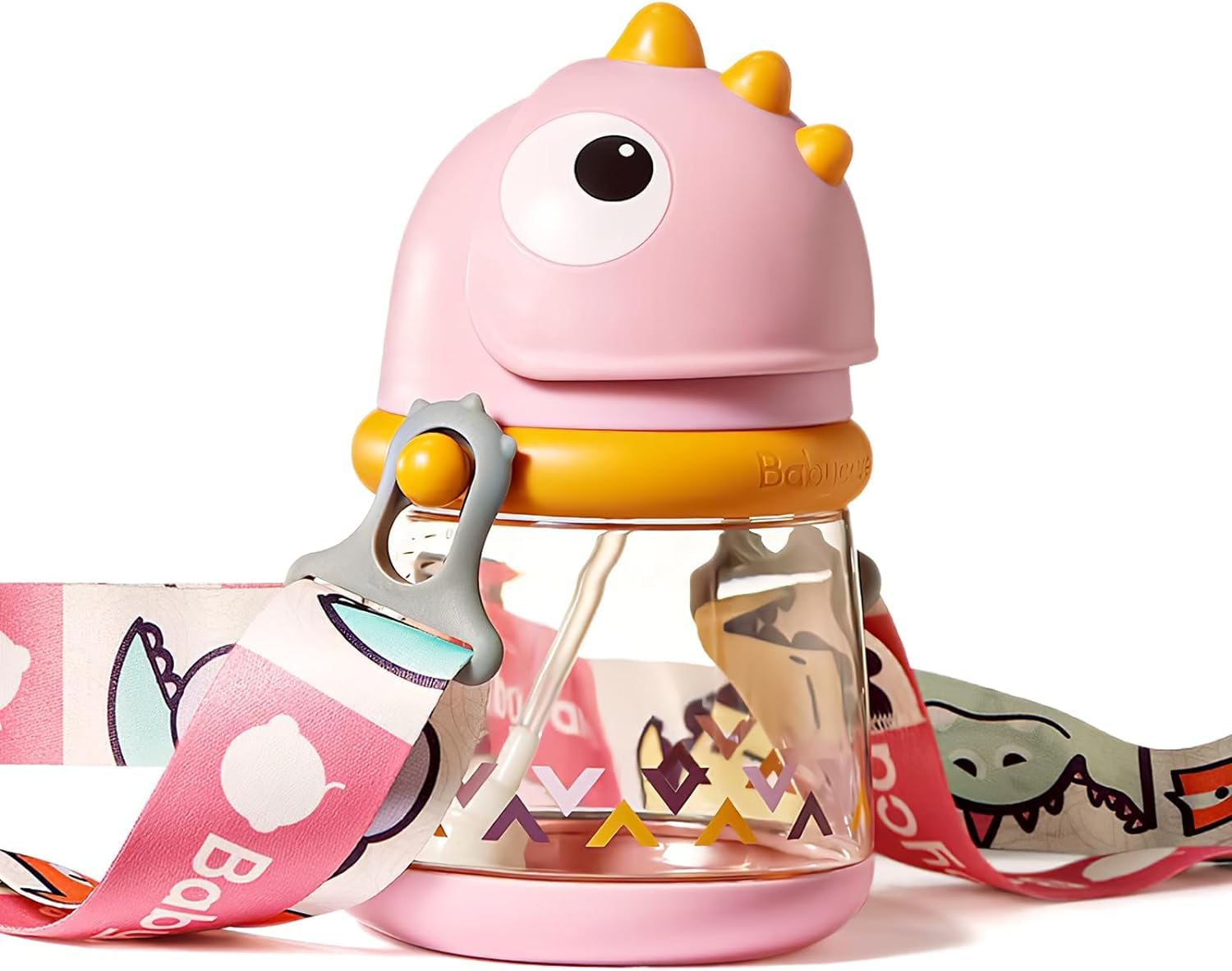 bc babycare straw sippy cup pink front view demonstrates easy-grip for toddlers