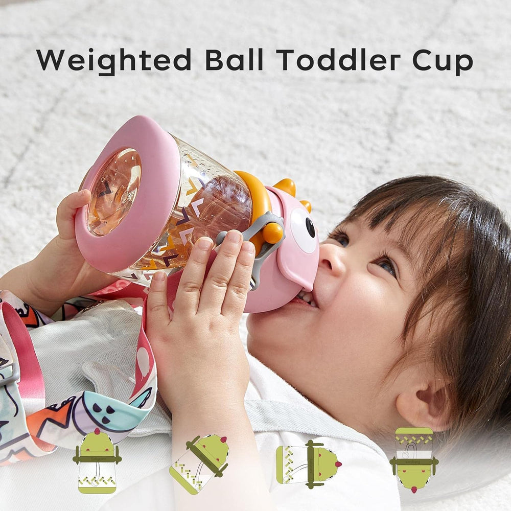 bc babycare straw sippy cup pink strap and handle for portability