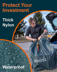 BC Extra Large Stroller Bag folded into pouch for compact airline travel.