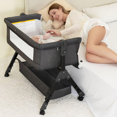 BCOL Baby Bassinet main view with 3-in-1 bedside sleeper functionality and mesh for visibility