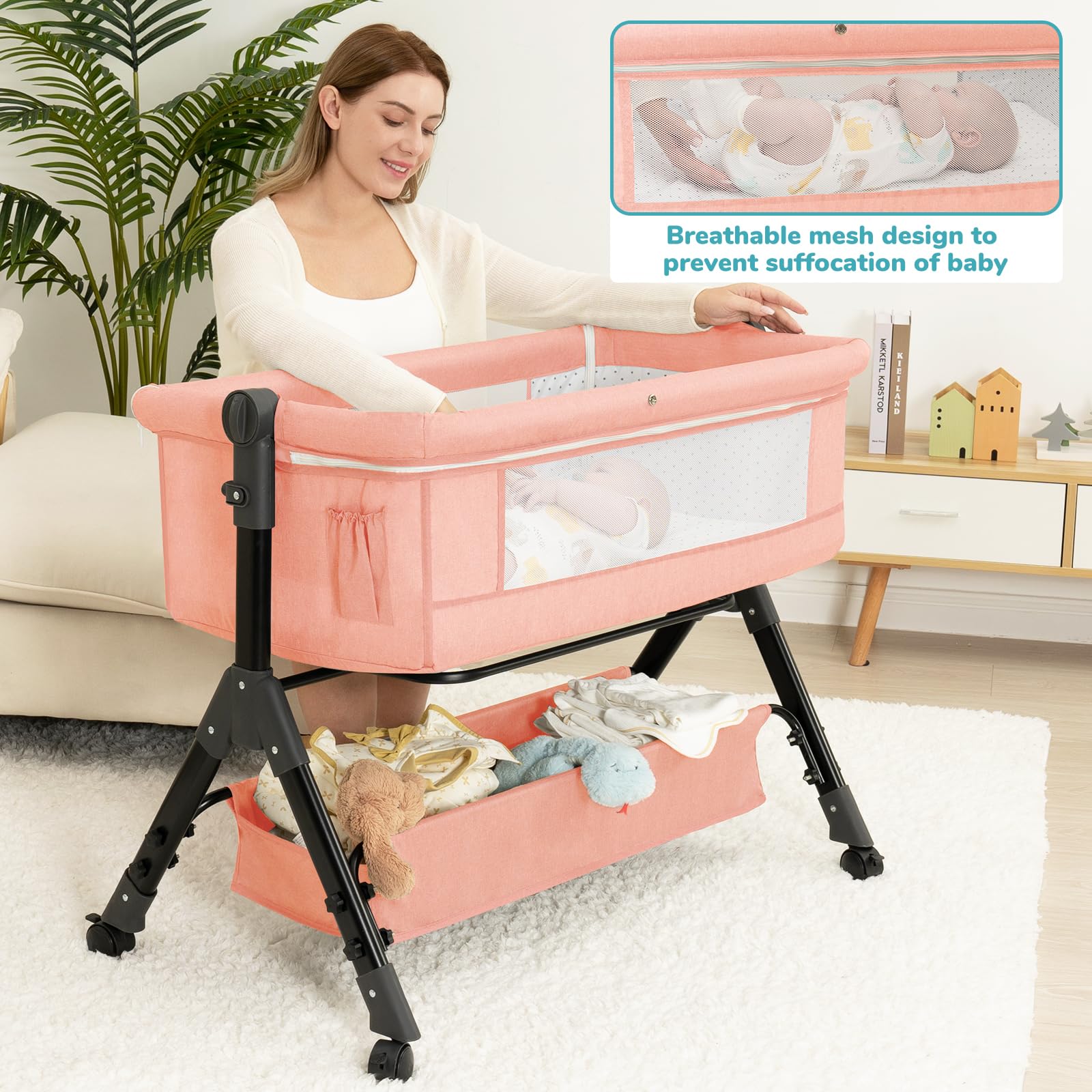 BCOL Baby Bassinet Sleeper portable folding design for small spaces.