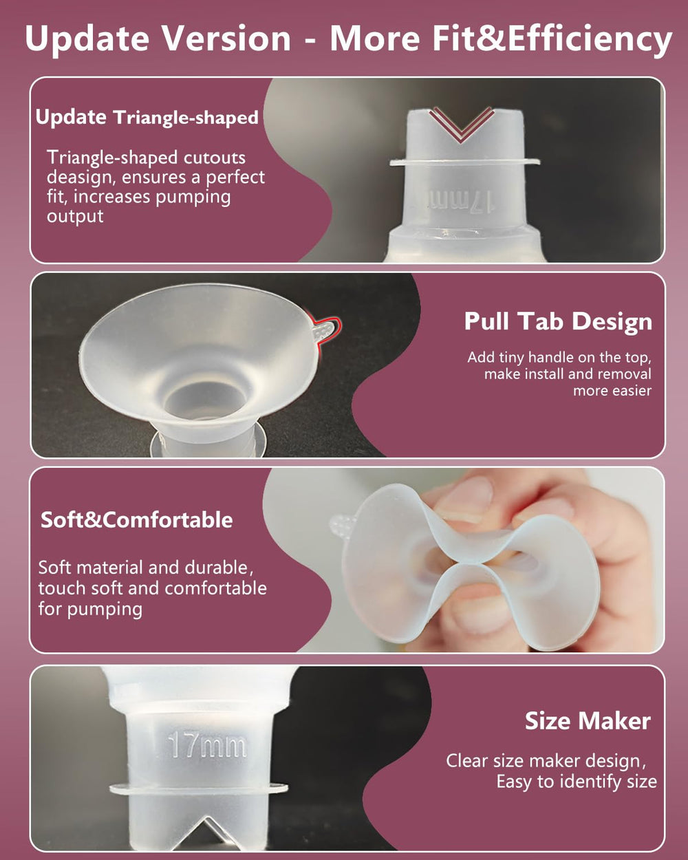 BDICOVE BPA-free silicone flange insert provides safe, gentle pumping.