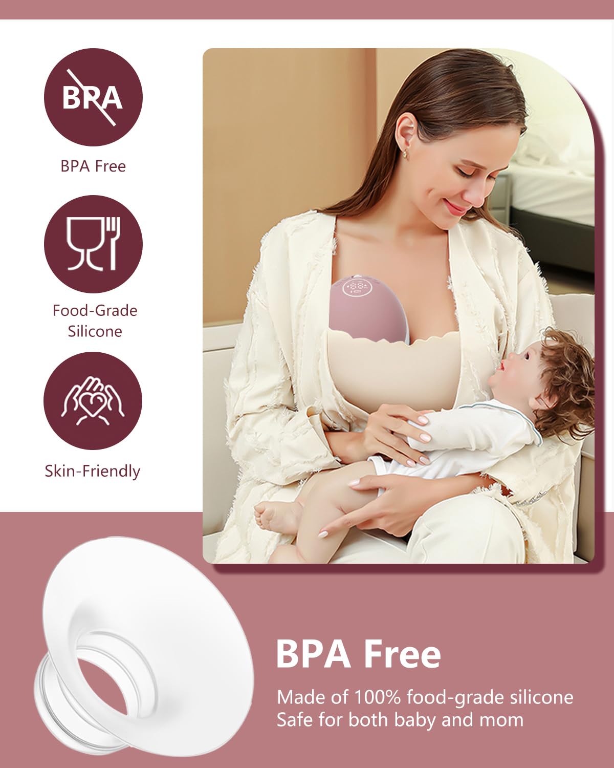 BDICOVE BPA-free silicone material secures safe pumping sessions.