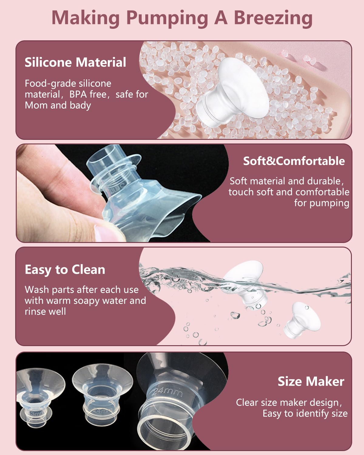 BDICOVE easy-to-clean flange insert for quick post-pumping upkeep.