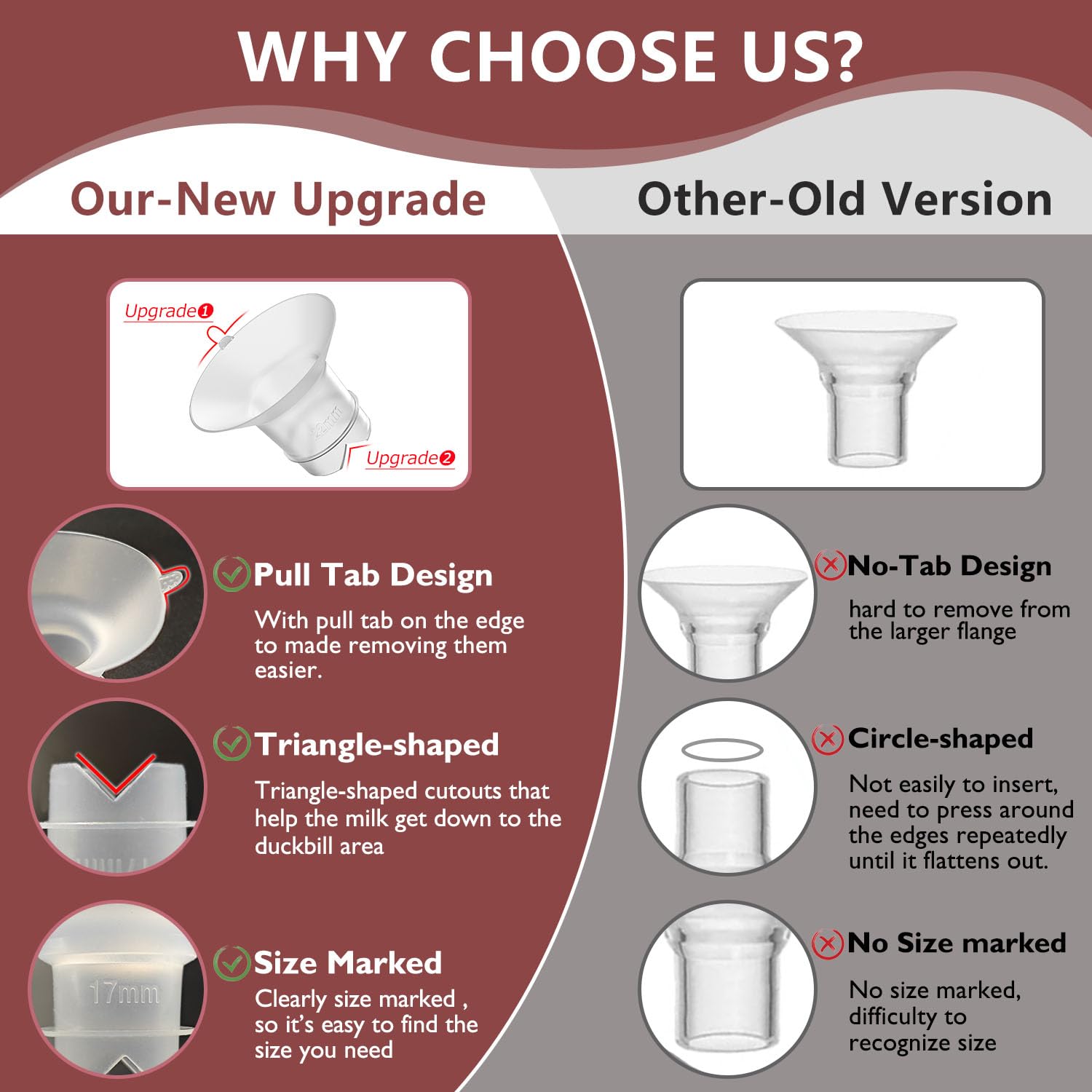 BDICOVE flange inserts soft silicone provide gentle fit and comfort during pumping