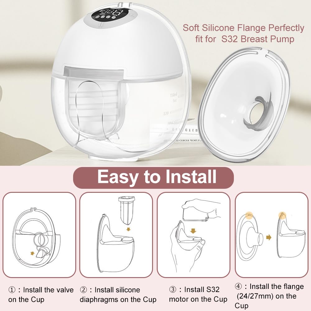 BDICOVE S32 wearable pump fit image highlights comfortable seal on the breast.