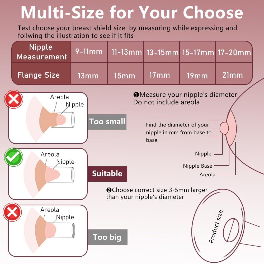 BDICOVE silicone inserts come in 15–21mm for growing breastfeeding comfort.