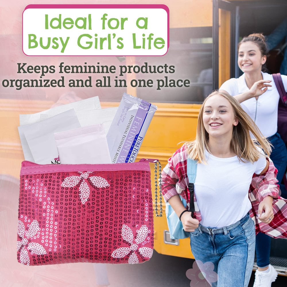 Be Prepared feminine wipes included for refreshing use without harsh chemicals.
