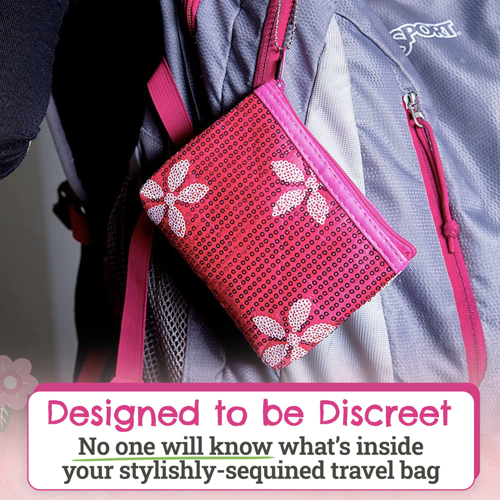 Be Prepared travel bag with sequined panel, perfect for teens on the go.