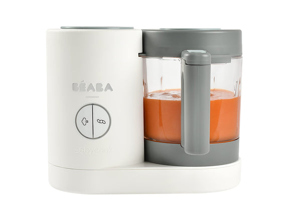 Beaba Babycook Neo with glass bowl for easy, mess-free purees.