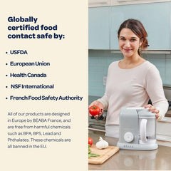 BEABA Babycook Solo one-handed operation lets you prep while baby is nearby.