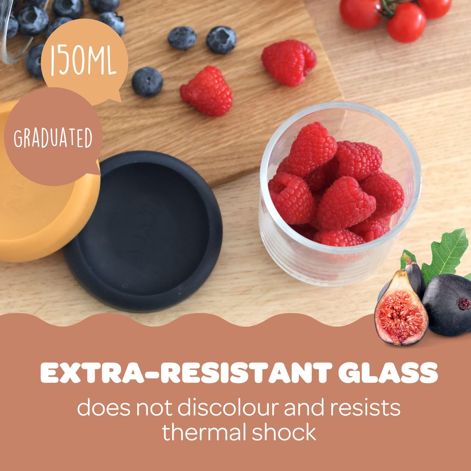 BEABA 5 oz jar shows graduation marks for portioning.