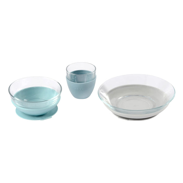 Beaba Rain 3-piece glass meal set with suction pads for mess-free meals