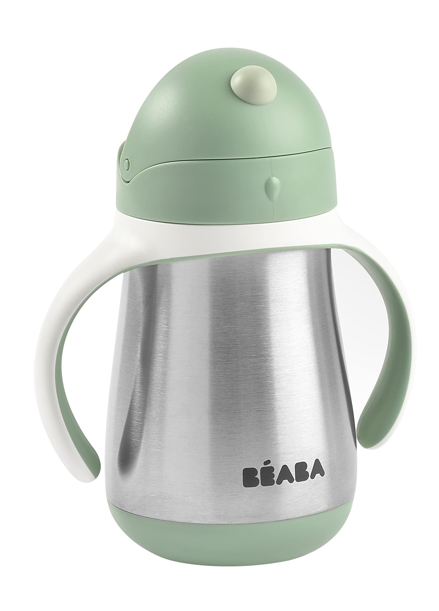 Beaba 8 oz cup with removable handles, easy grip for little hands.