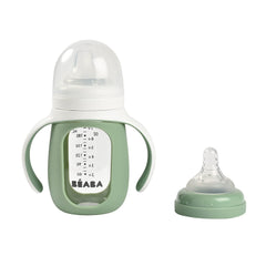 Beaba spill-proof cap in Sage preventing mess on the go