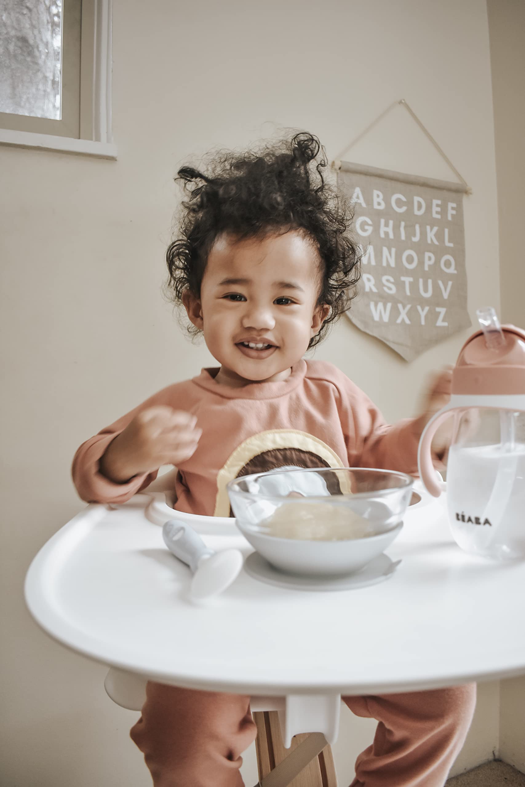 Beaba Straw Sippy Cup Rose silicone straw for gentle sipping