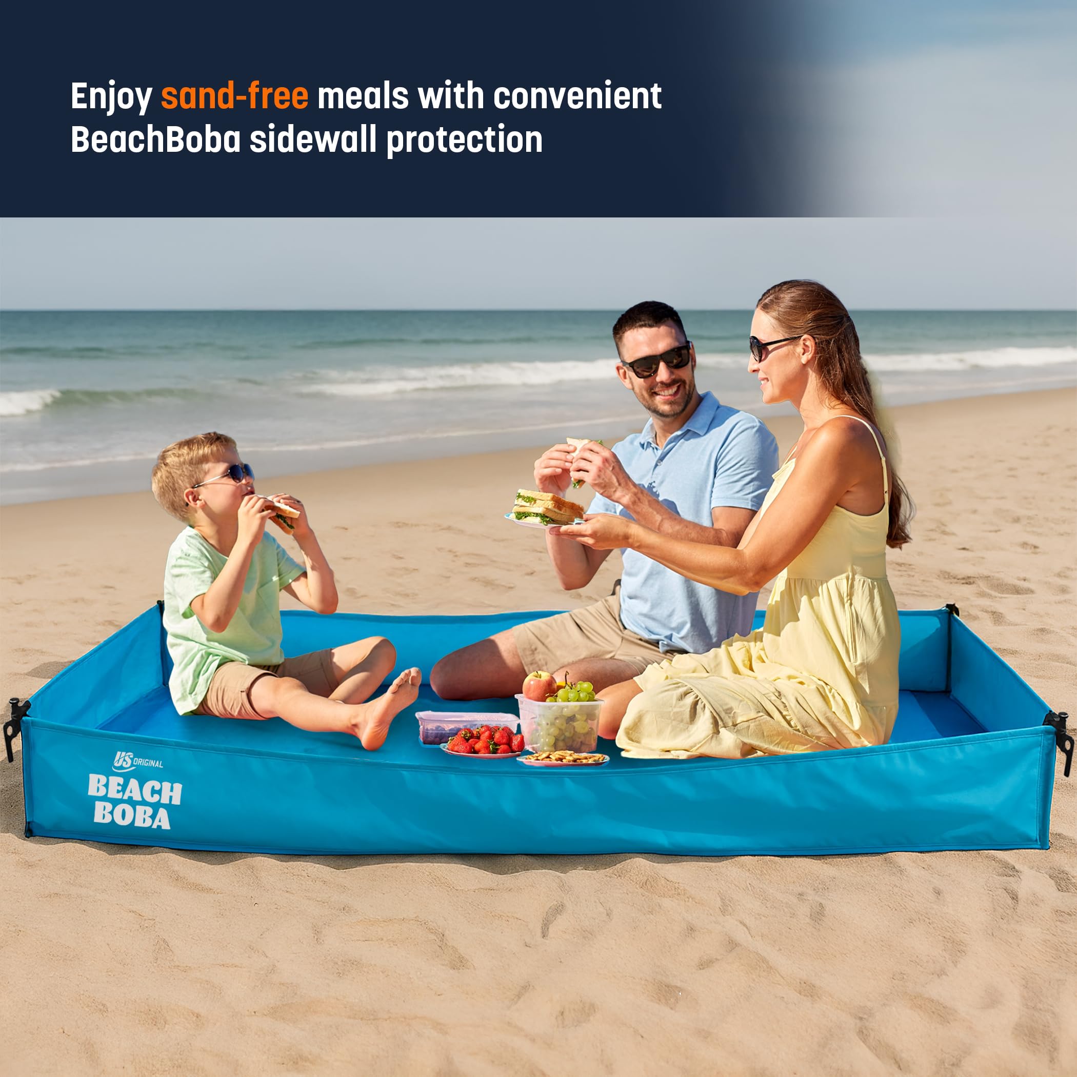 Plastic side stakes provide extra wind resistance for added stability.