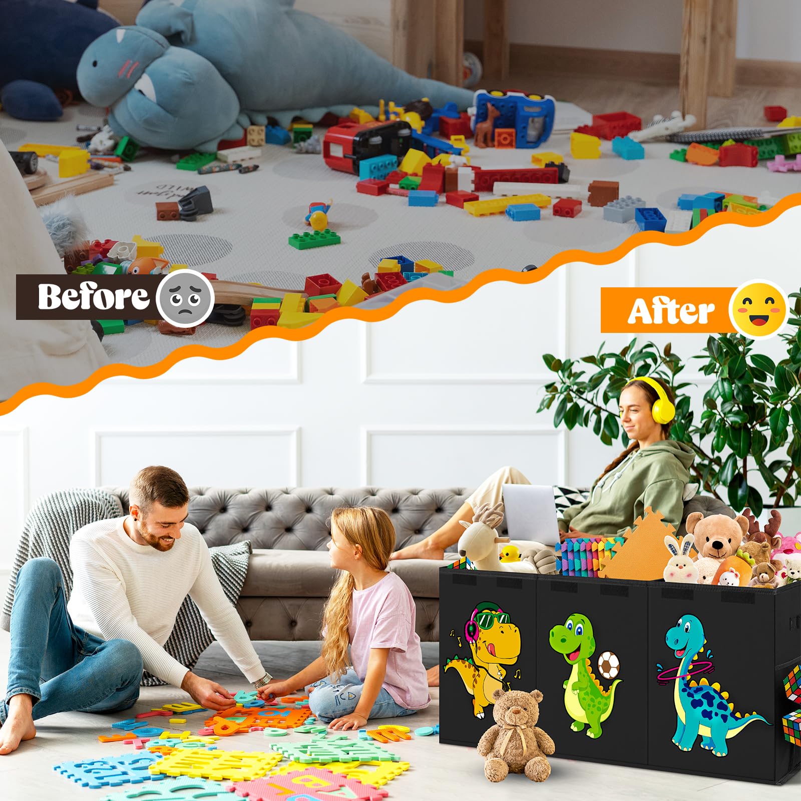 Beadsky 150-liter capacity fits plush animals and clothing without crowding.