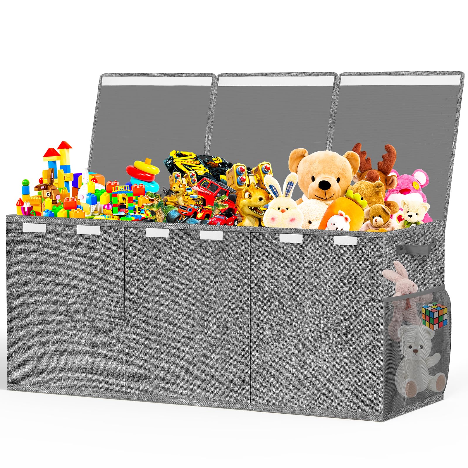 Beadsky toy box front view highlights generous 150L storage capacity for toys.