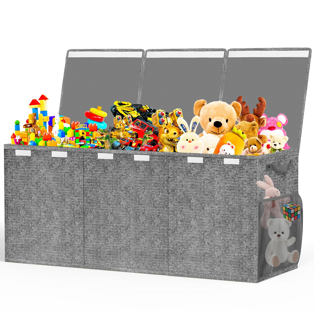 Beadsky toy box front view highlights generous 150L storage capacity for toys.
