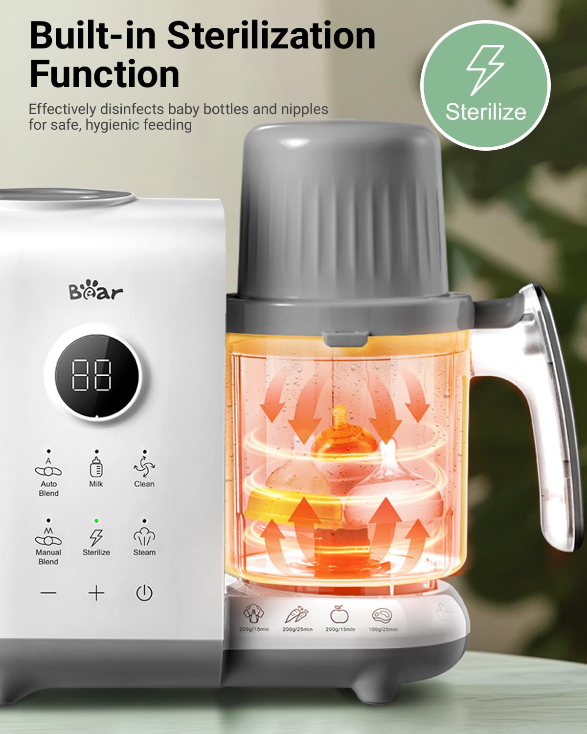 Bear auto-clean function providing quick, convenient cleanup