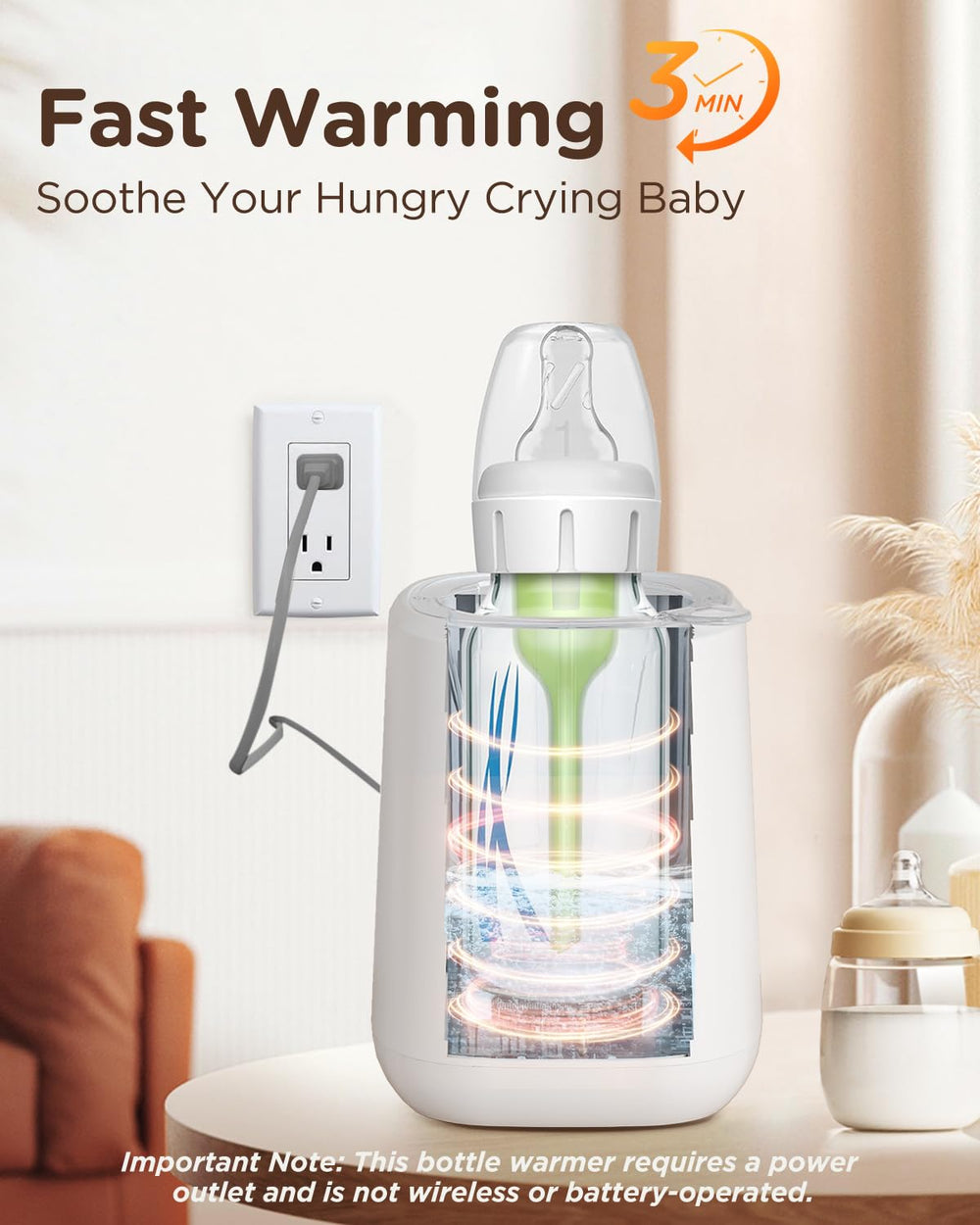 Bear bottle warmer using a water bath to gently heat milk for even warmth