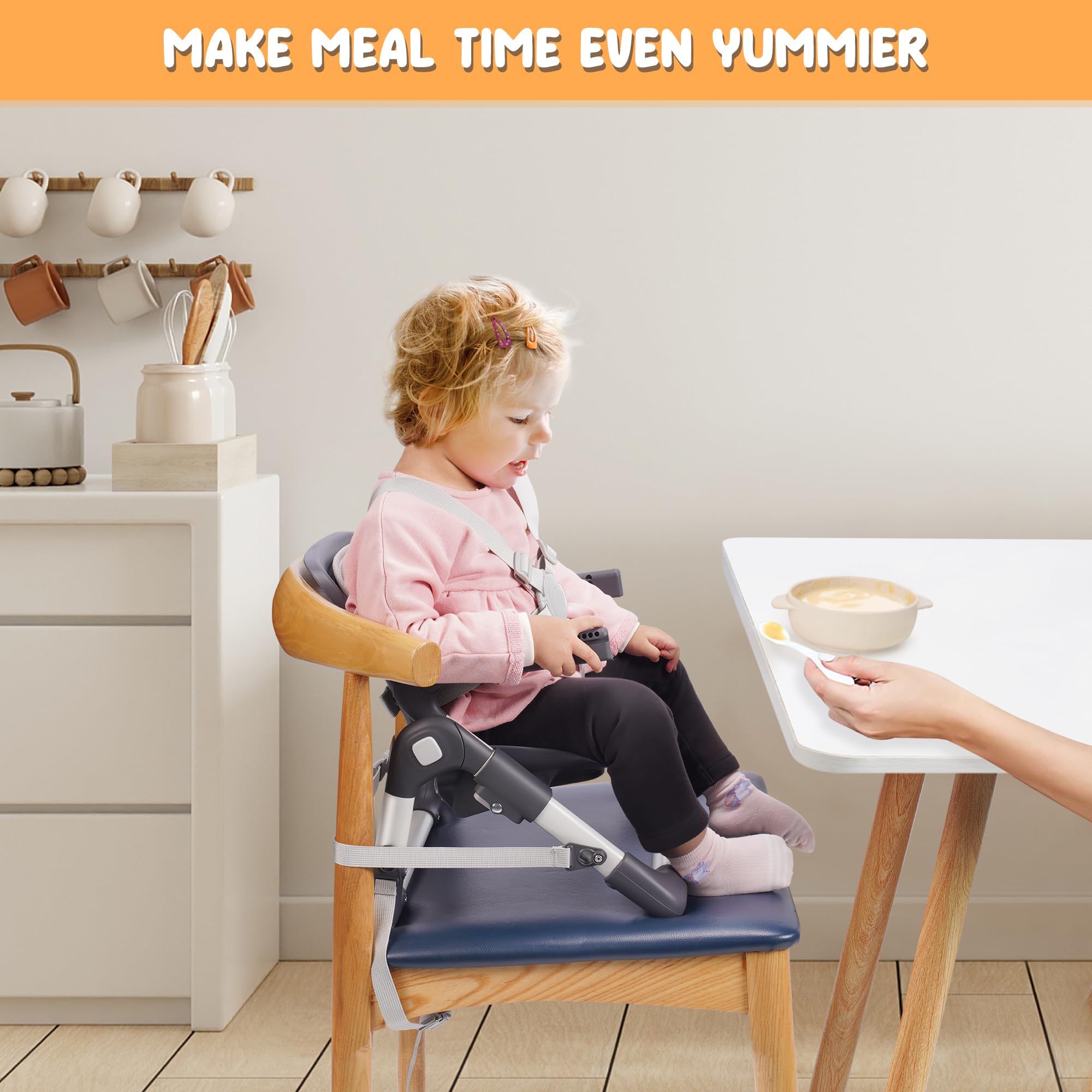 Bear Booster Seat non-slip feet stabilize it on dining chairs