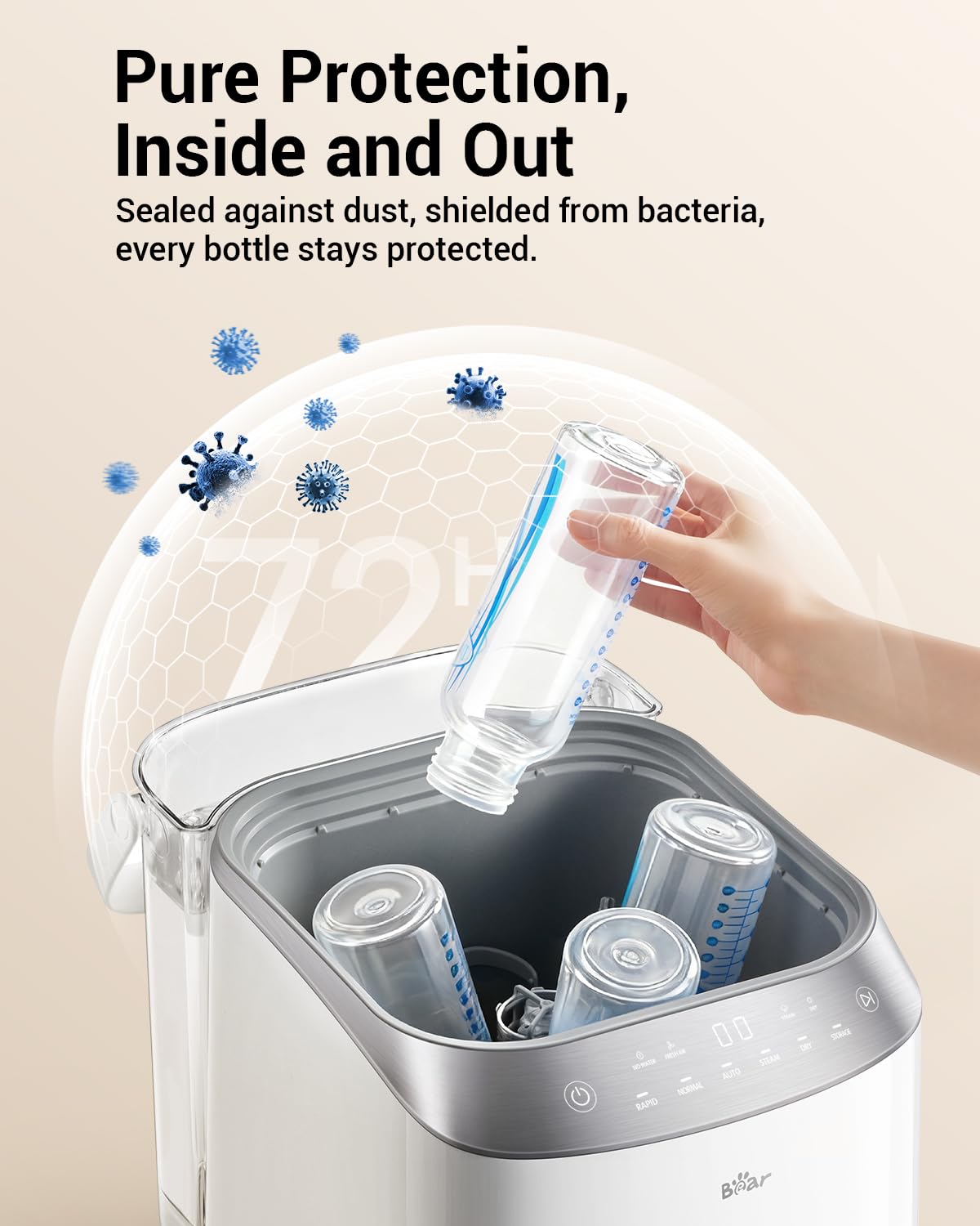 Bear Bottle Washer Pro control panel enables easy mode selection.