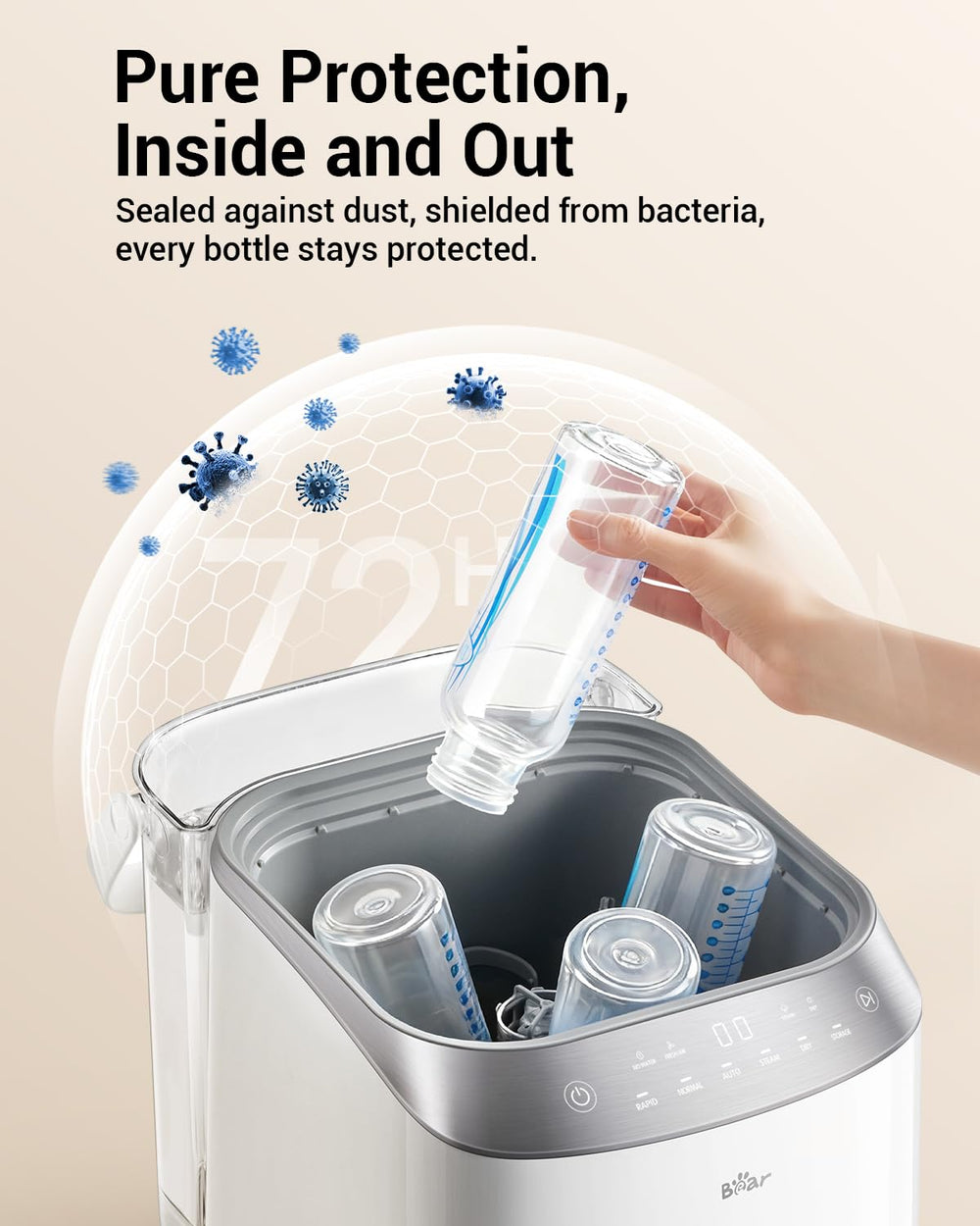Bear Bottle Washer Pro control panel enables easy mode selection.