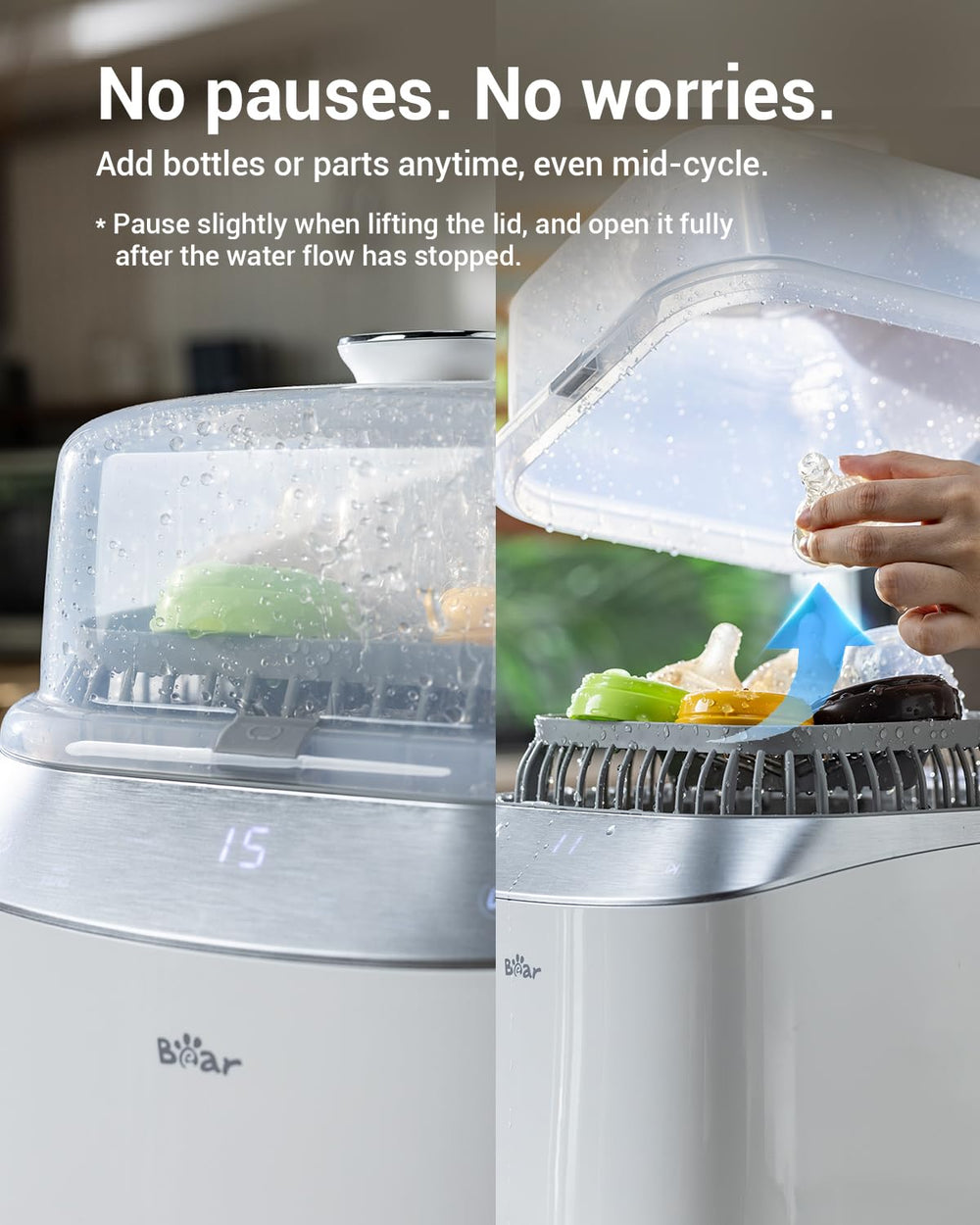 Bear Bottle Washer Pro 26-jet system delivers 360-degree cleaning action.