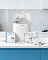 Bear Official tablets dissolving action close-up for quick bottle cleaning.