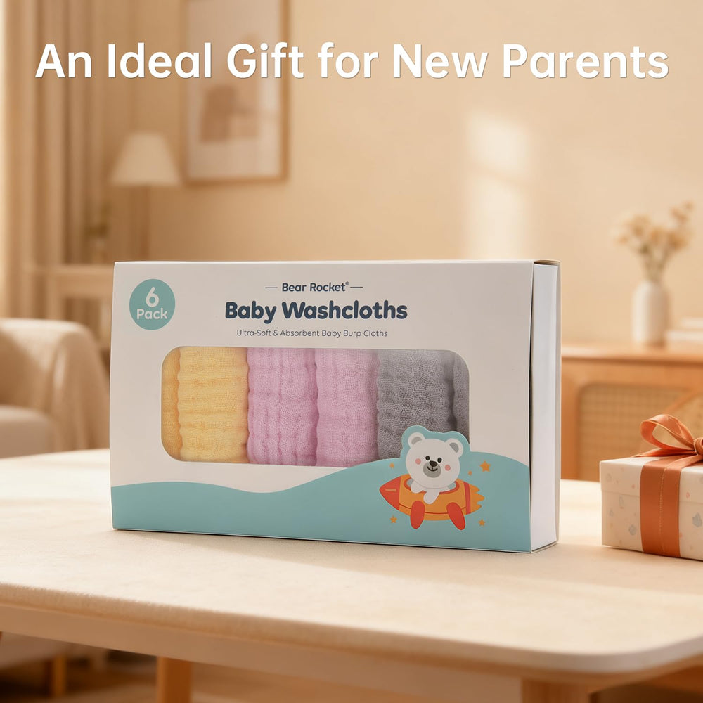 Bear Rocket baby skin friendly washcloth use for daily cleaning and comforting routines.