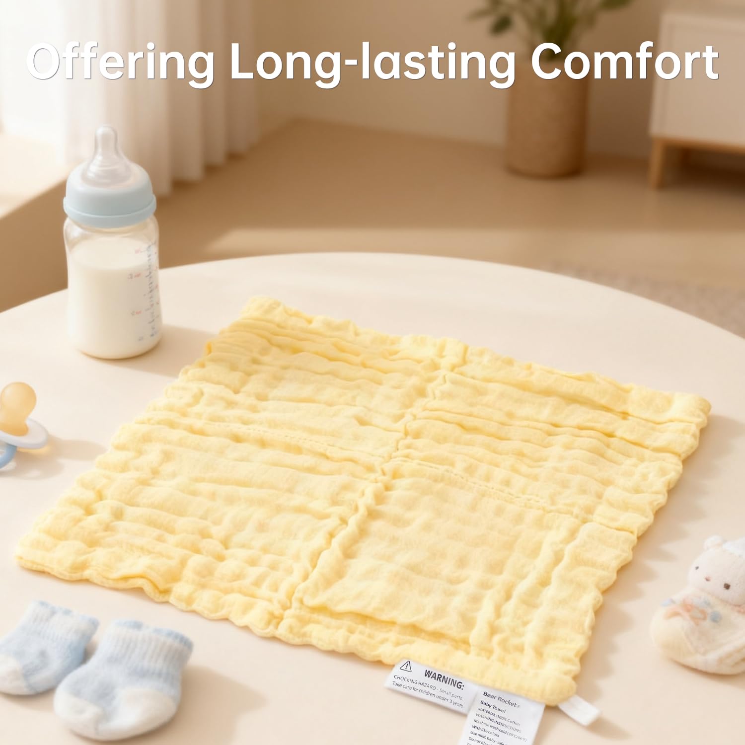 Bear Rocket organic cotton washcloth fiber detail emphasizes durability and breathable weave.