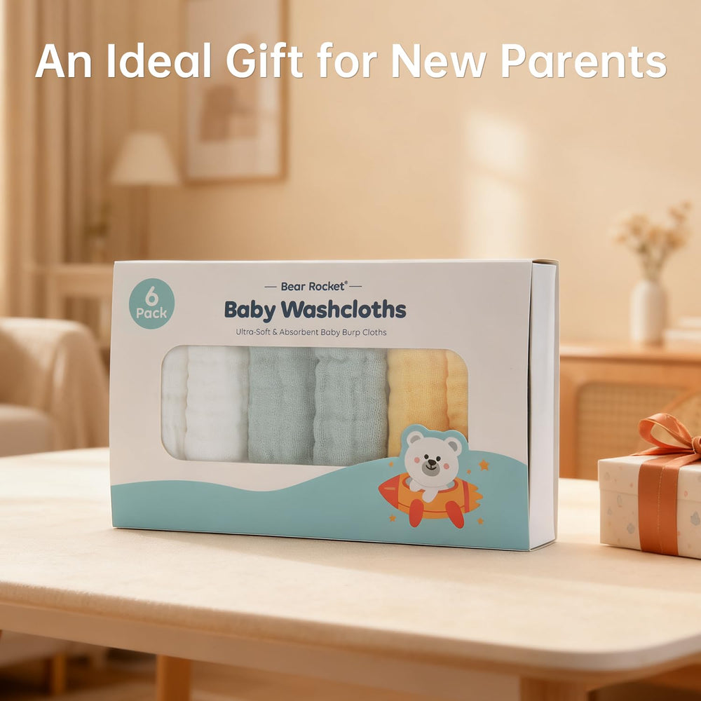 Bear Rocket organic cotton washcloths stay soft wash after wash.