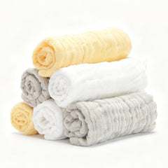 Bear Rocket organic muslin baby washcloths in white offer ultra-soft cleansing for delicate baby skin.