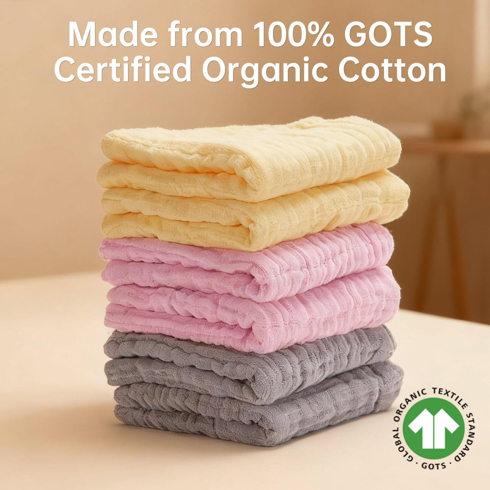 Bear Rocket washcloth color palette in yellow, pink, and grey for playful bath moments.