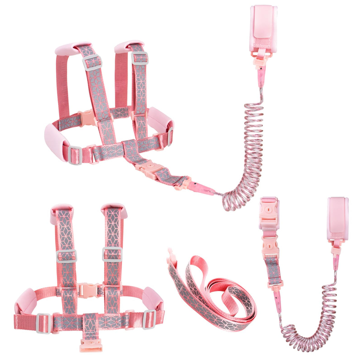 bearcouple Toddler Leash Harness Pink 4-in-1 for secure park explorations